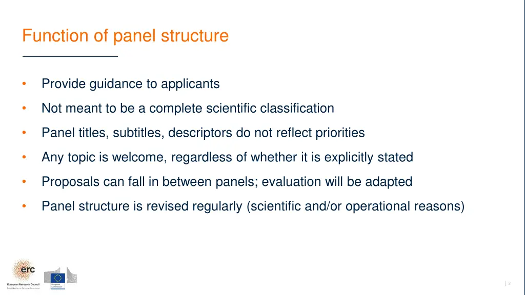 function of panel structure