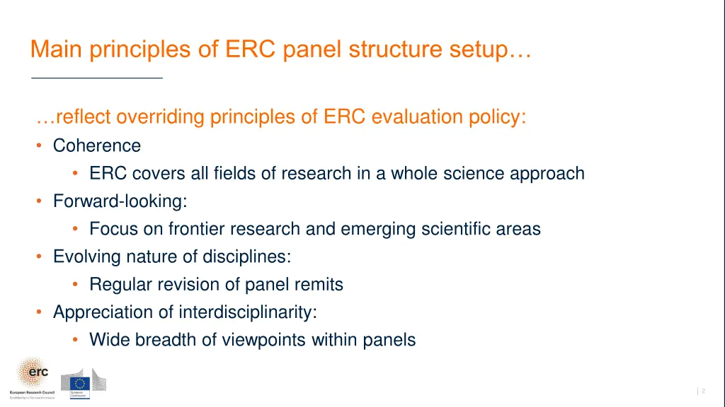 main principles of erc panel structure setup