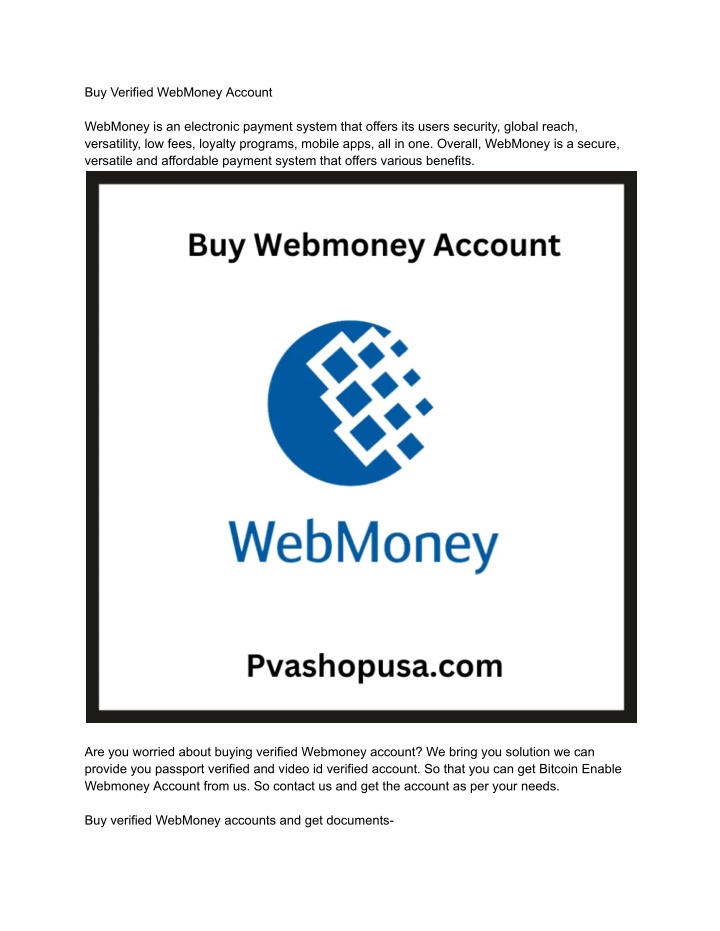 buy verified webmoney account