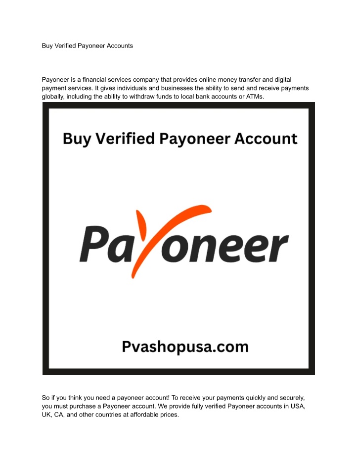 buy verified payoneer accounts