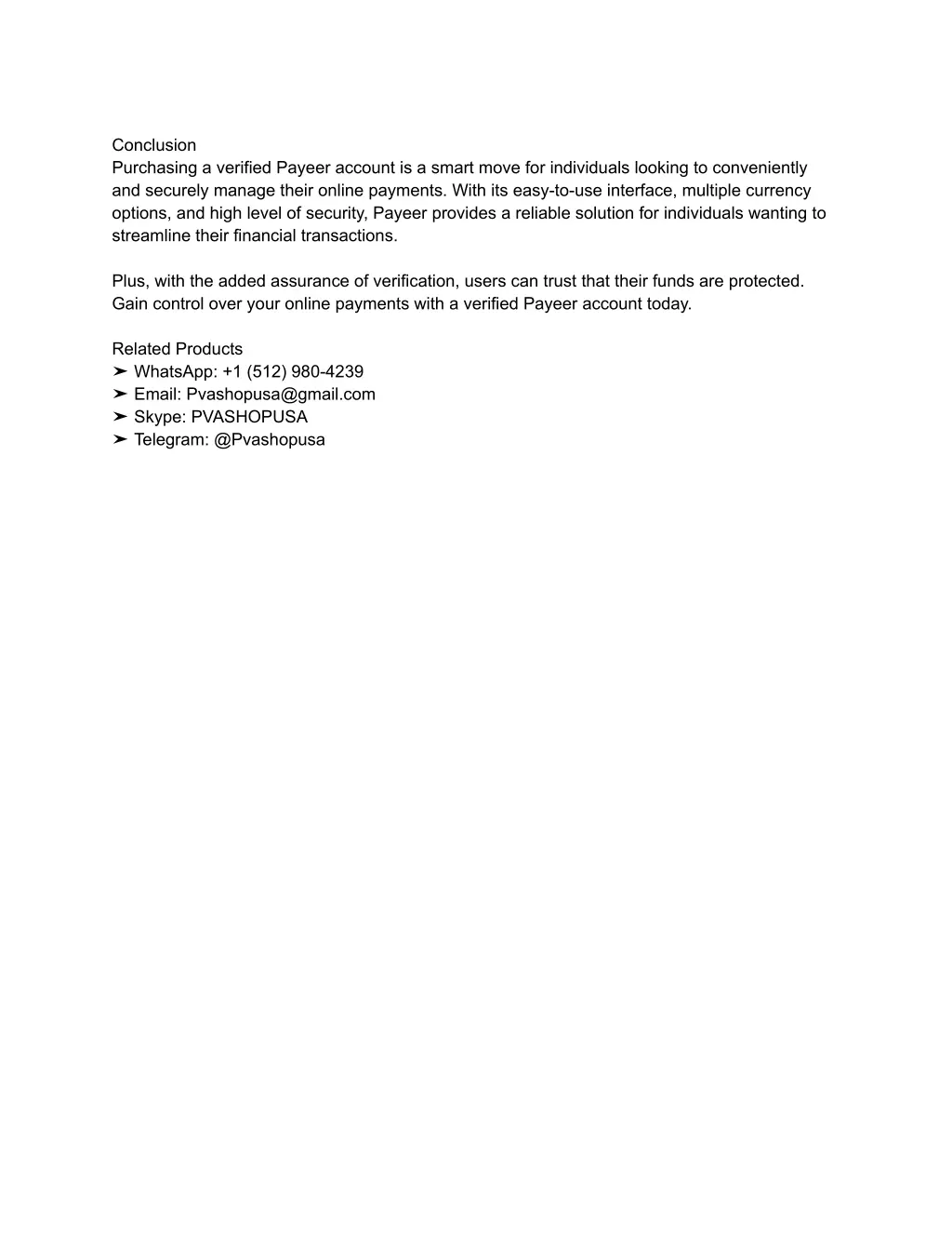 conclusion purchasing a verified payeer account