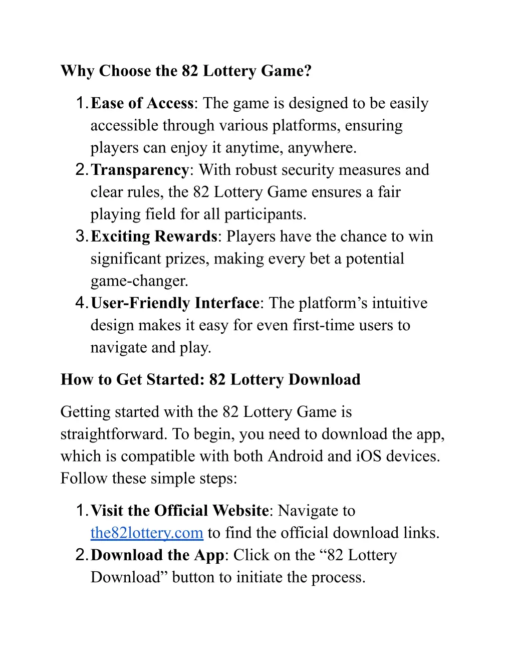 why choose the 82 lottery game