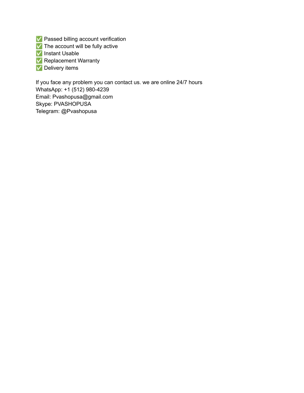 passed billing account verification the account