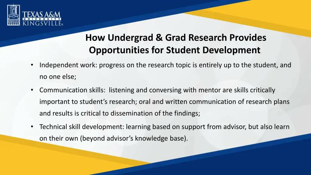 how undergrad grad research provides