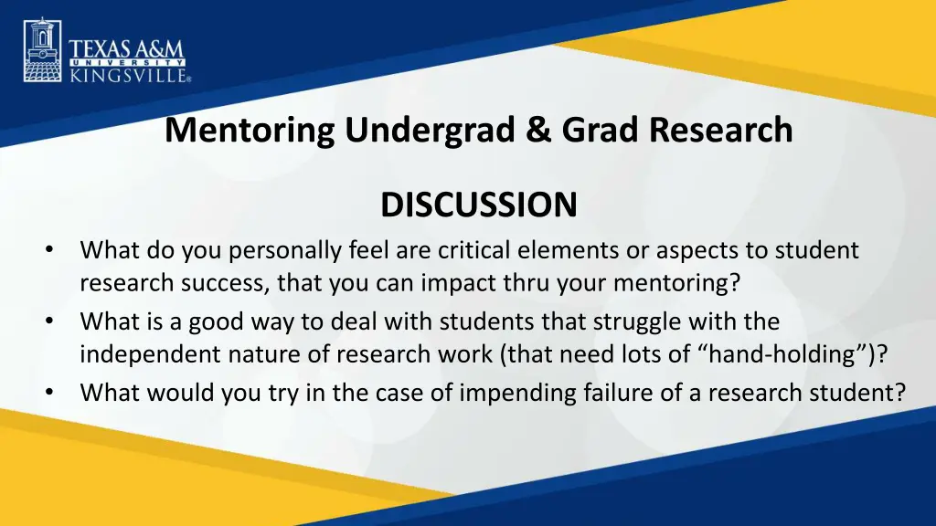mentoring undergrad grad research
