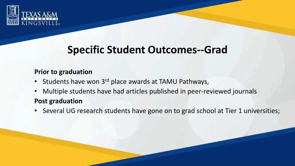 specific student outcomes grad