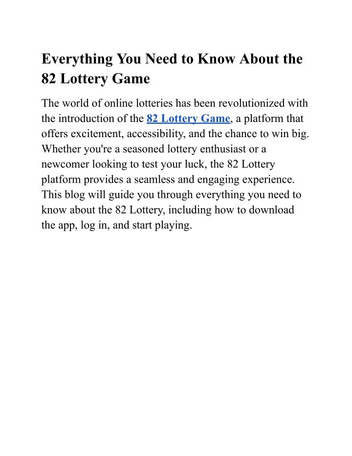 everything you need to know about the 82 lottery