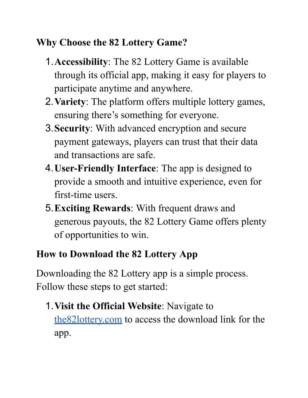 why choose the 82 lottery game