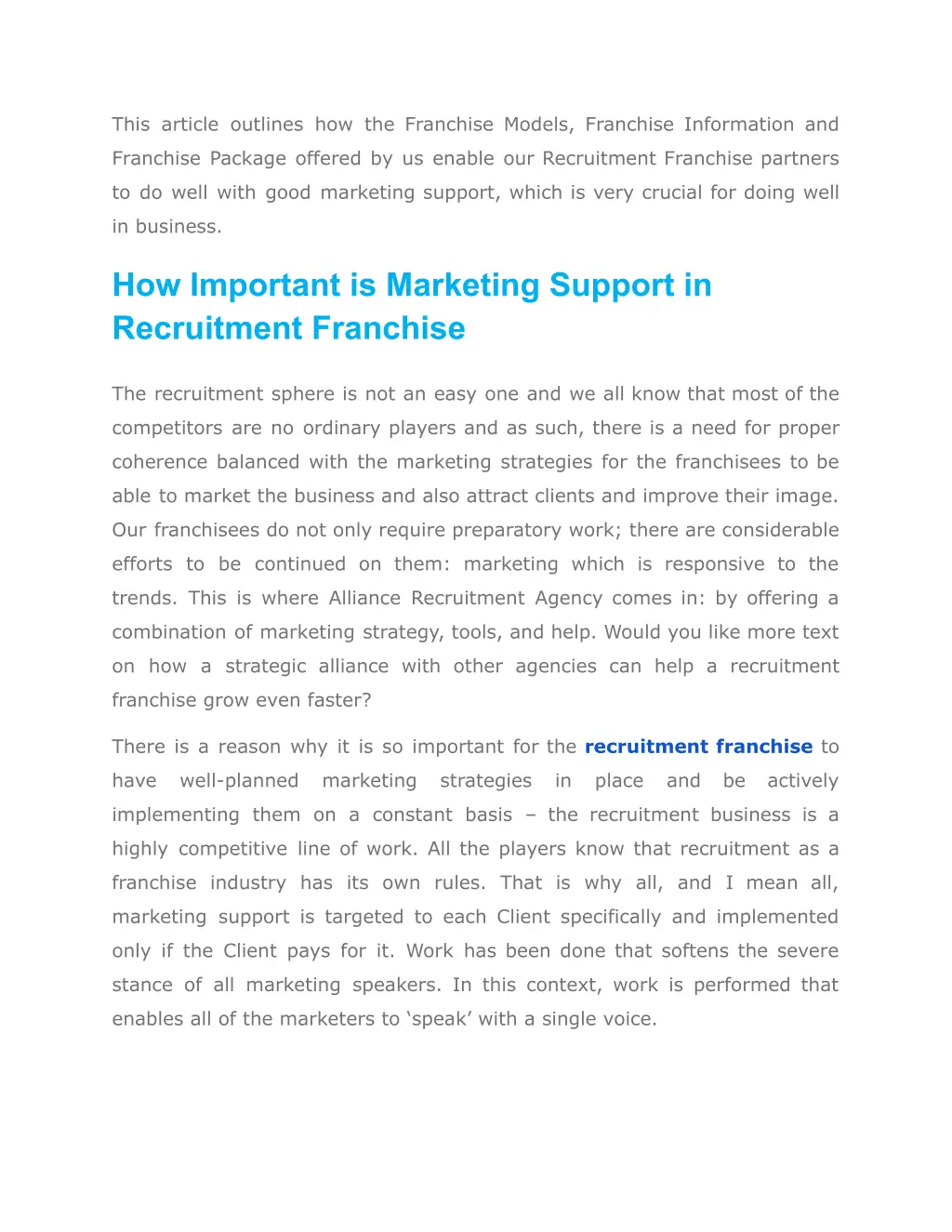 this article outlines how the franchise models