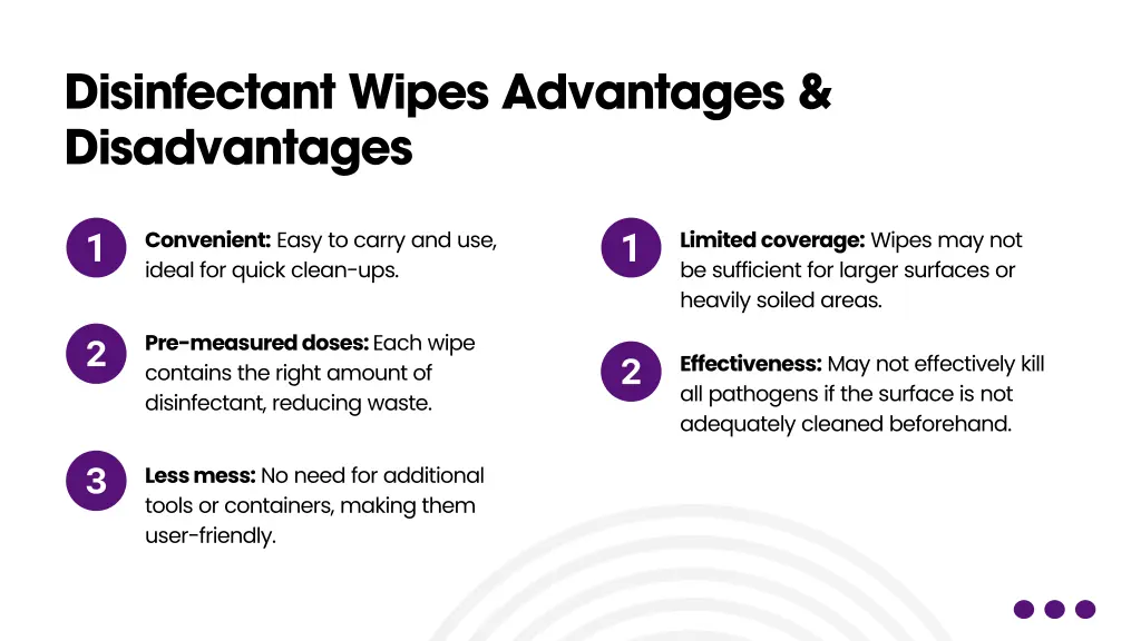 disinfectant wipes advantages disadvantages