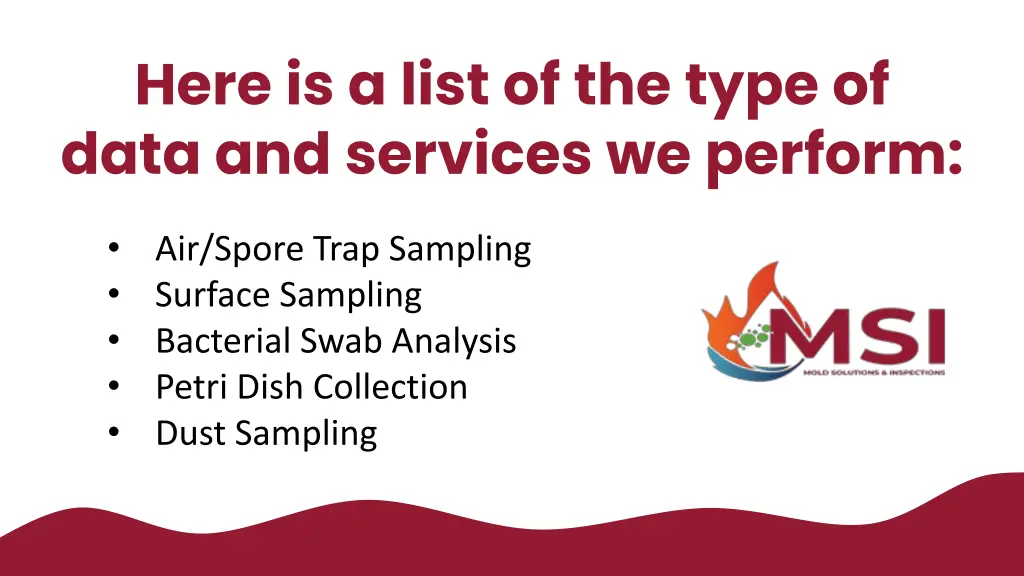 here is a list of the type of data and services