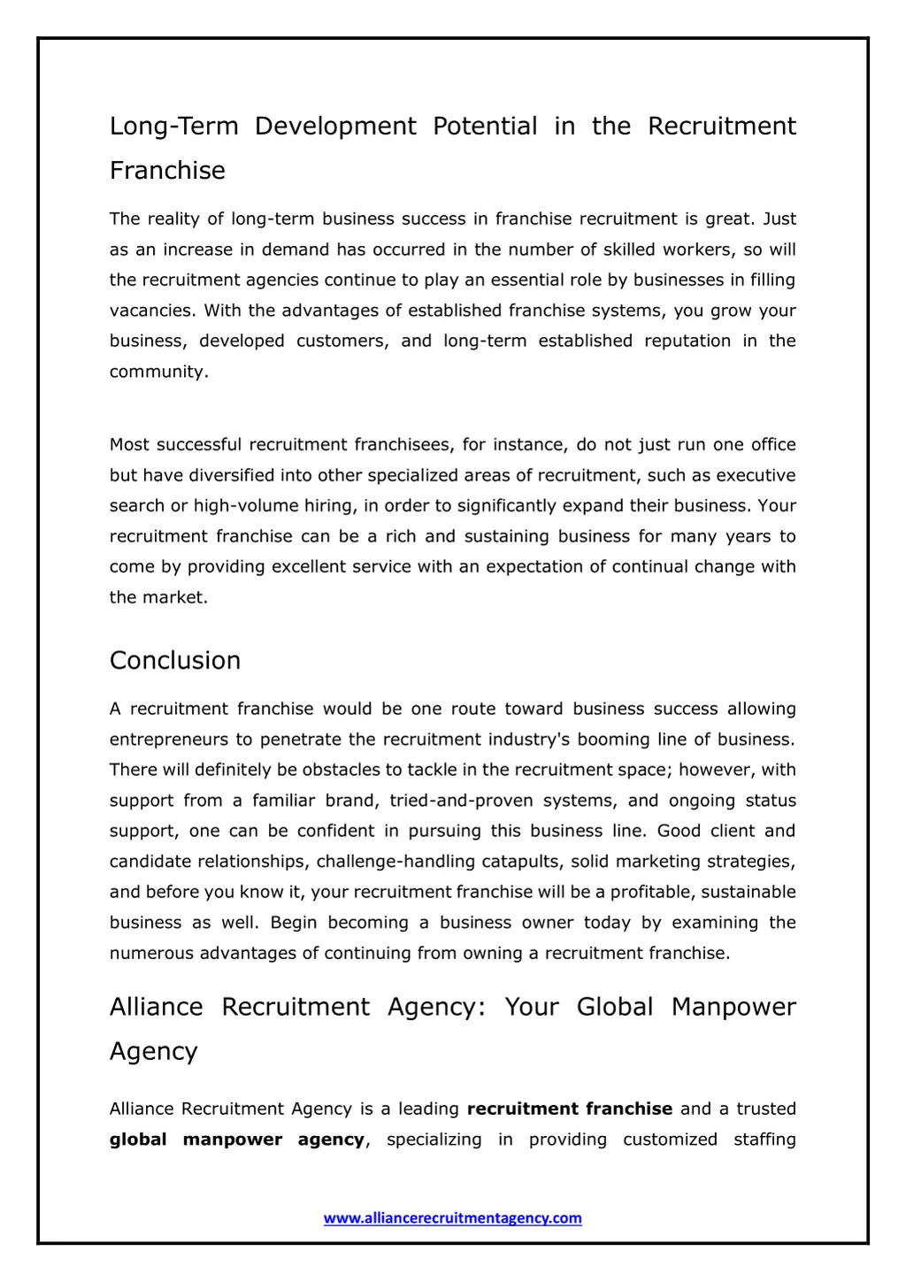 long term development potential in the recruitment