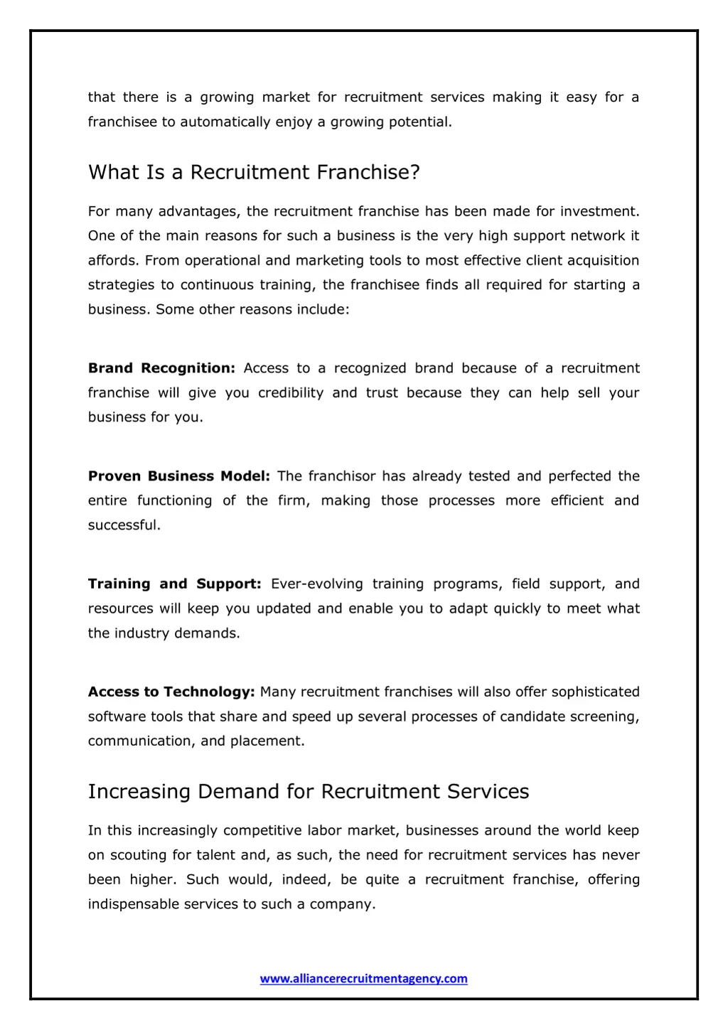 that there is a growing market for recruitment