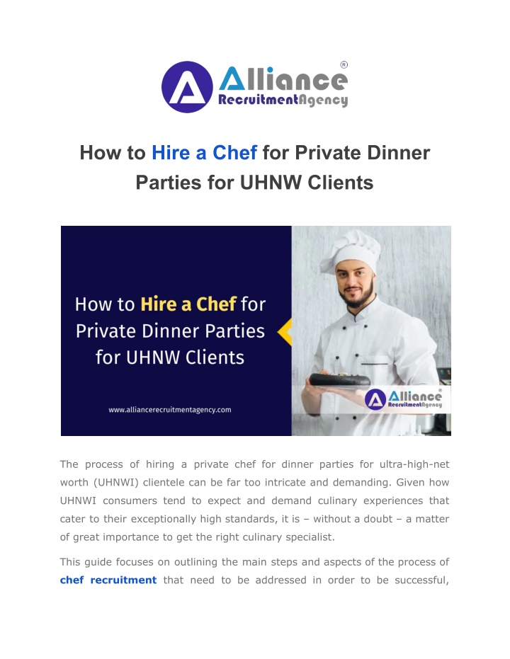 how to hire a chef for private dinner parties