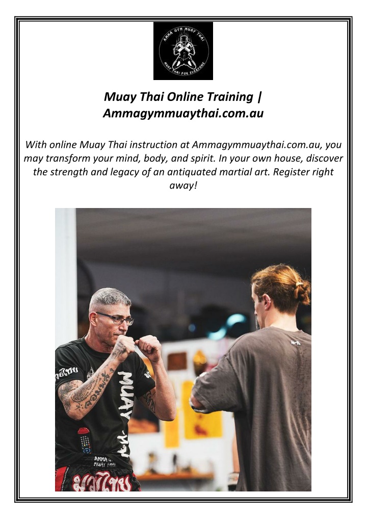 muay thai online training ammagymmuaythai com au