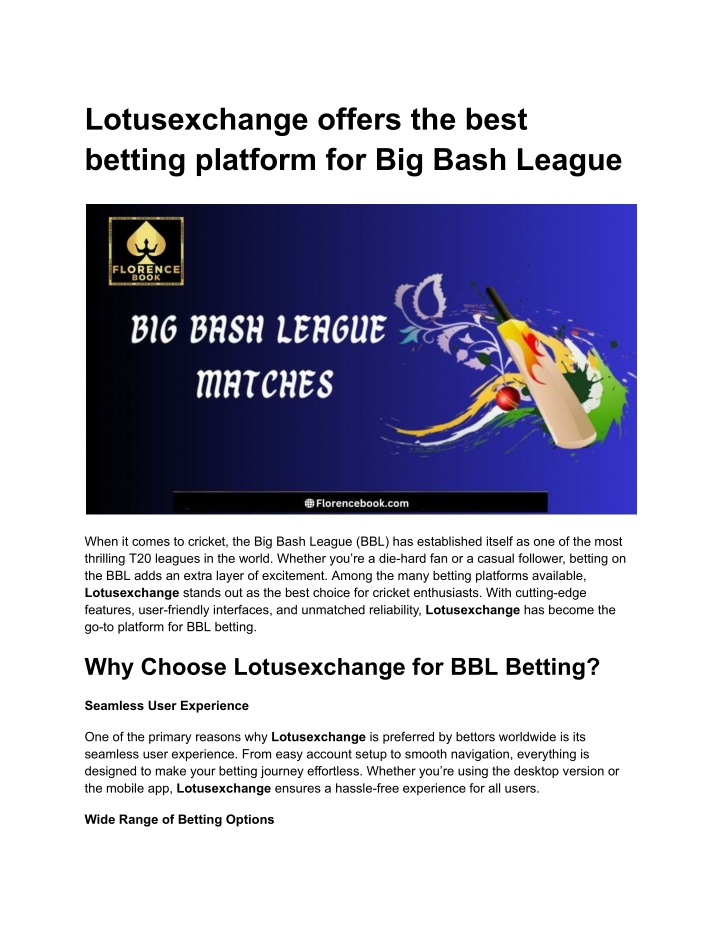 lotusexchange offers the best betting platform