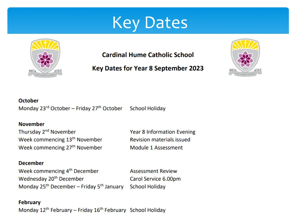 key dates