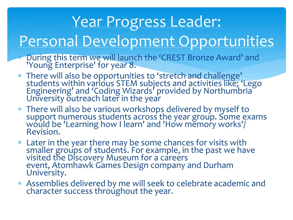 year progress leader personal development