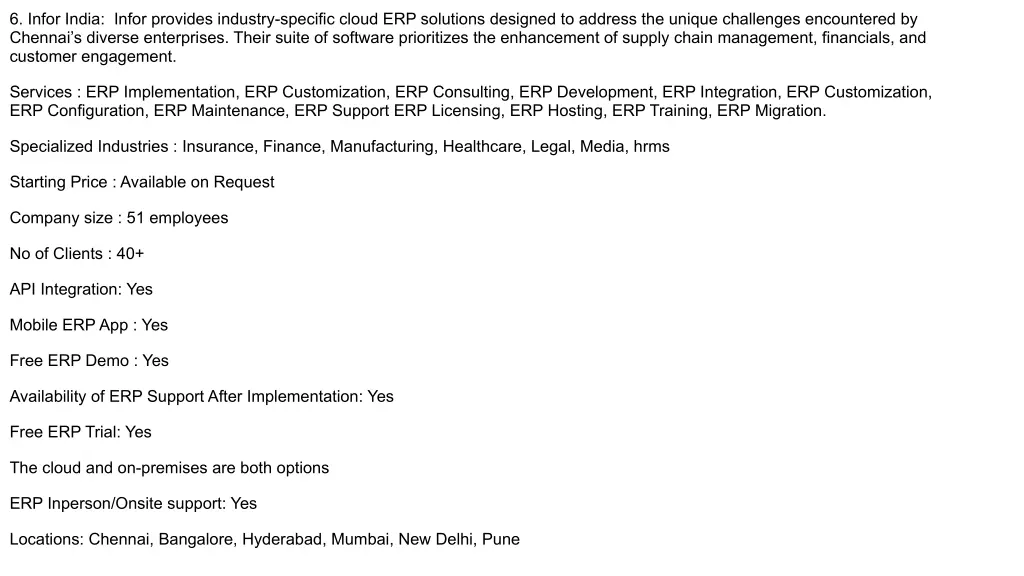 6 infor india infor provides industry specific