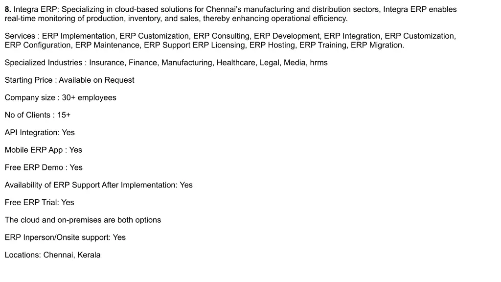 8 integra erp specializing in cloud based