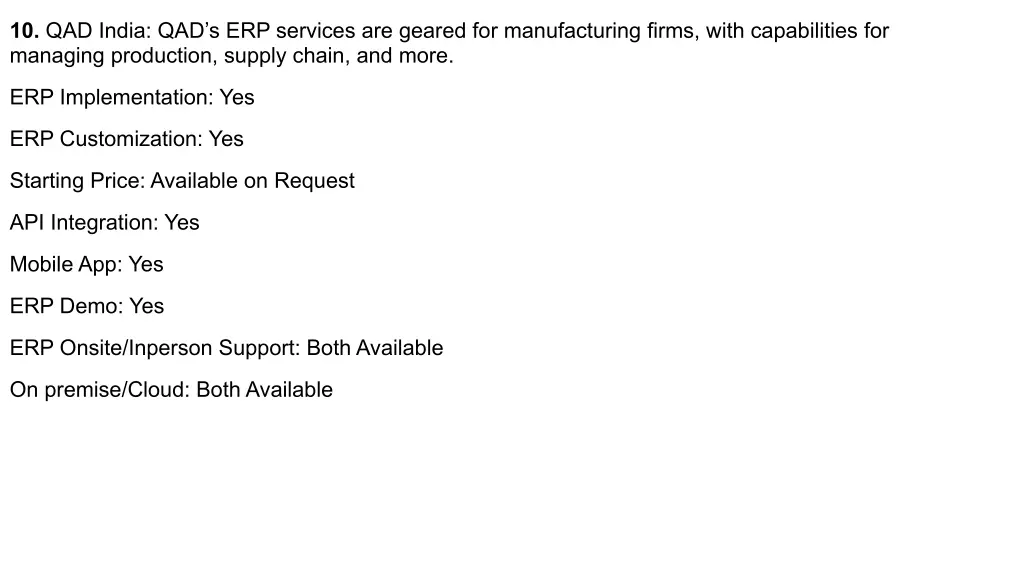 10 qad india qad s erp services are geared