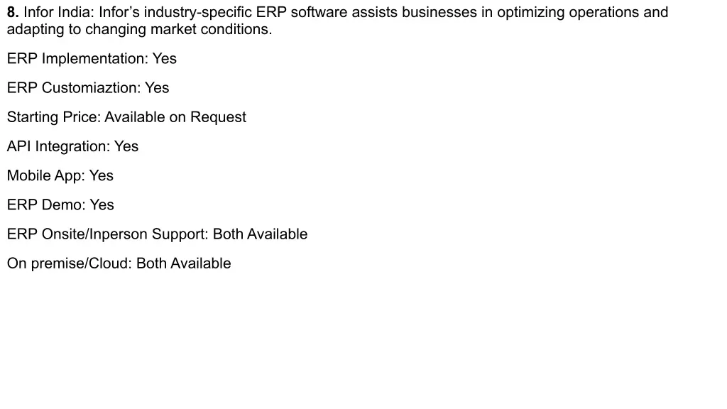 8 infor india infor s industry specific