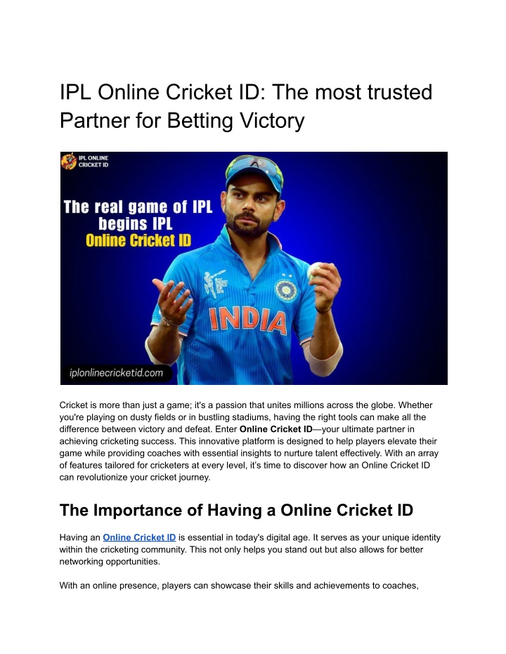 ipl online cricket id the most trusted partner