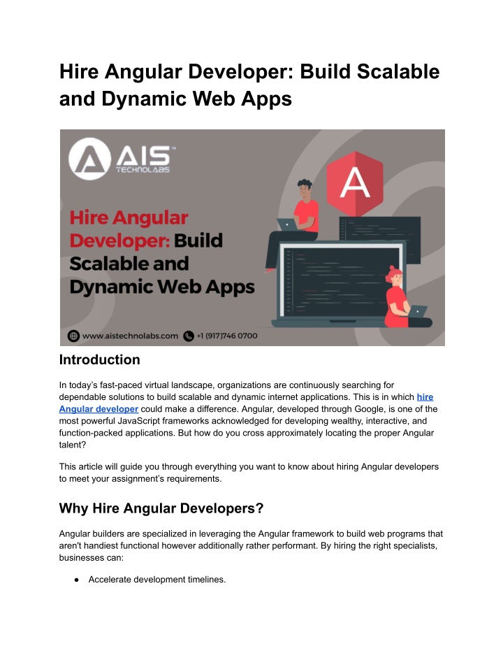 hire angular developer build scalable and dynamic