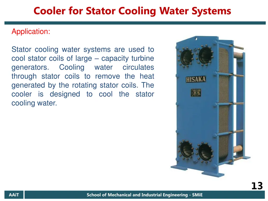 cooler for stator cooling water systems