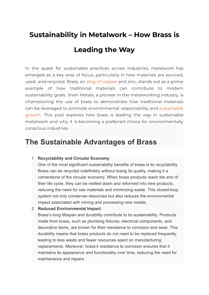 sustainability in metalwork how brass is