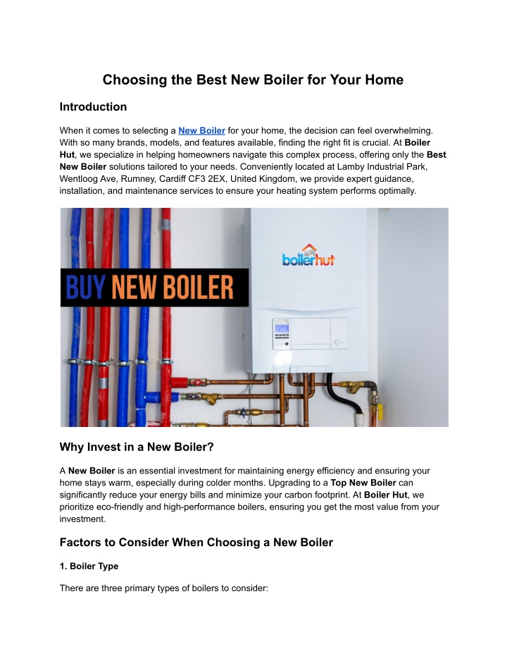 choosing the best new boiler for your home