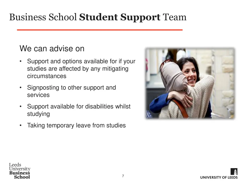 business school student support team