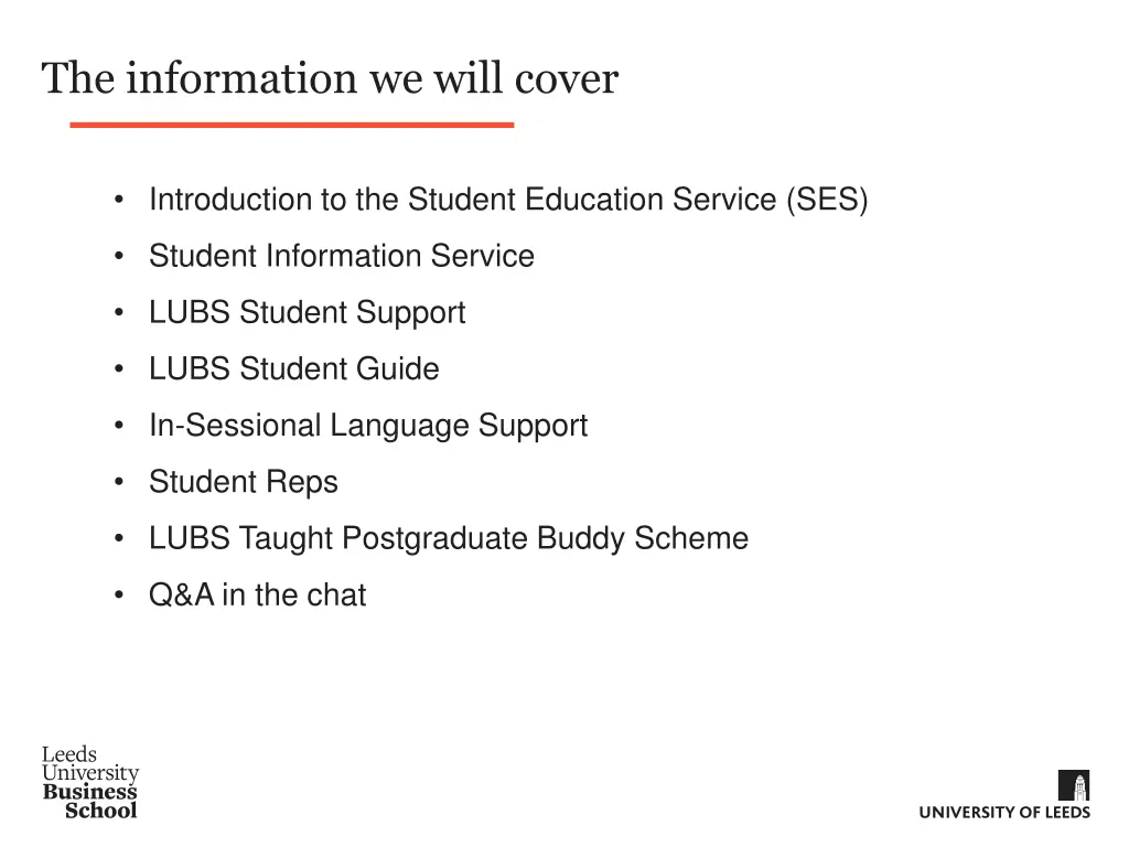 the information we will cover