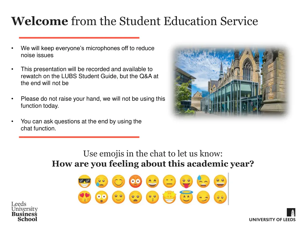 welcome from the student education service