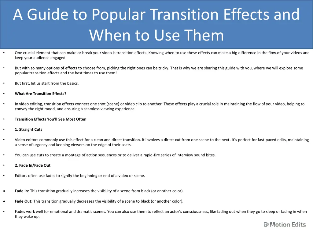 a guide to popular transition effects and when 1