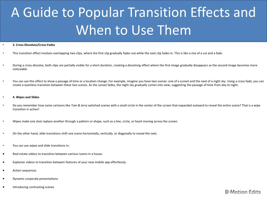 a guide to popular transition effects and when 2