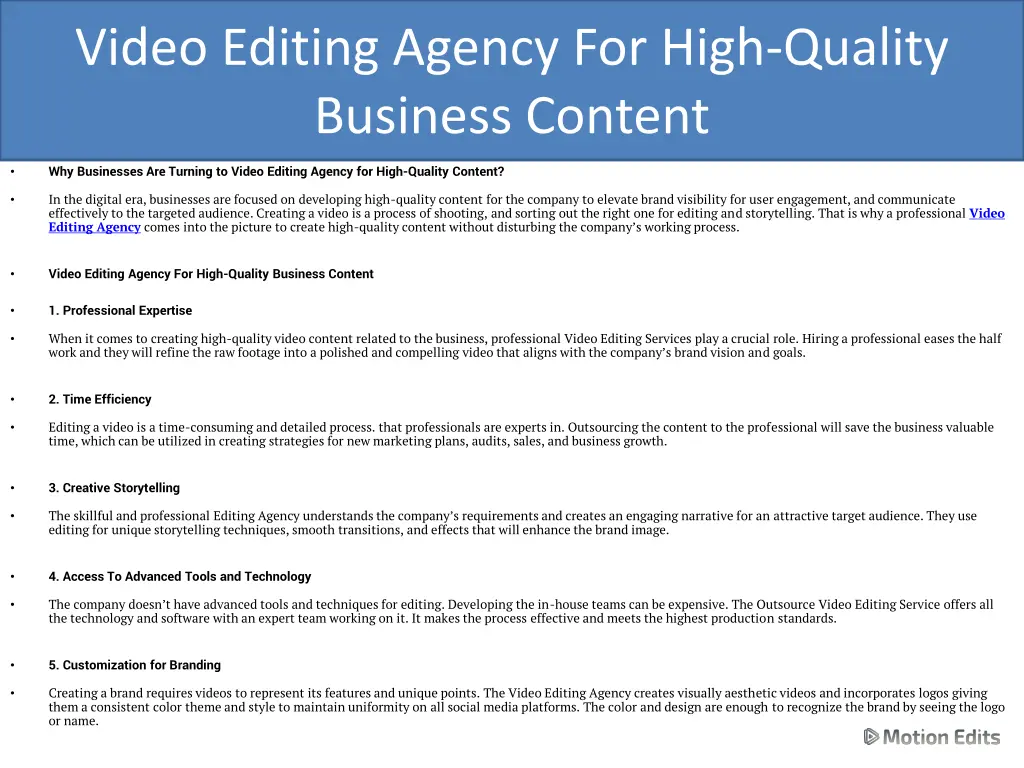 video editing agency for high quality business 1