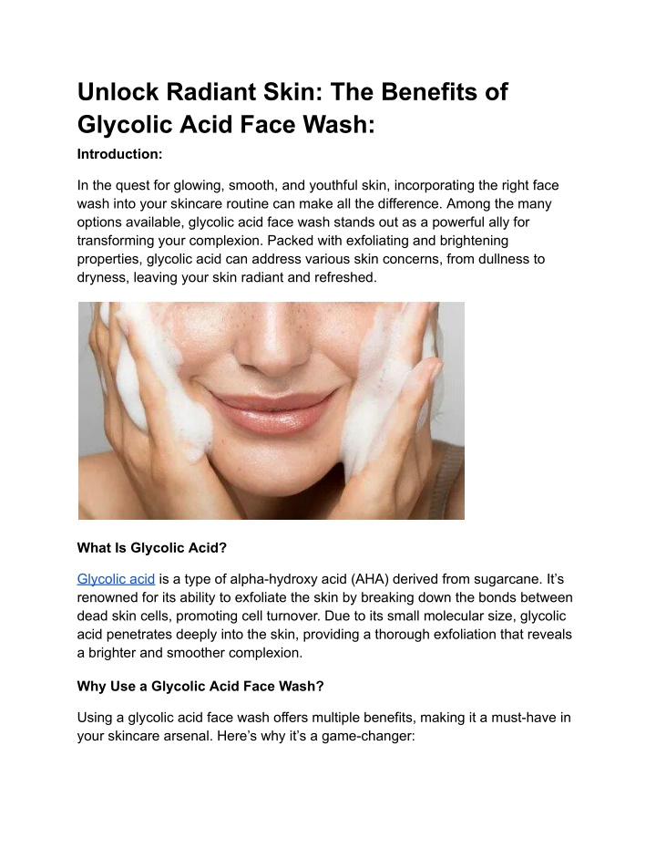 unlock radiant skin the benefits of glycolic acid