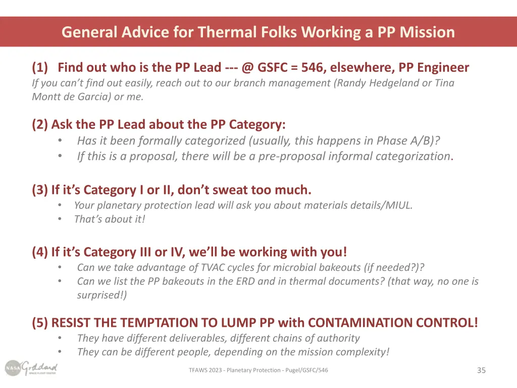 general advice for thermal folks working