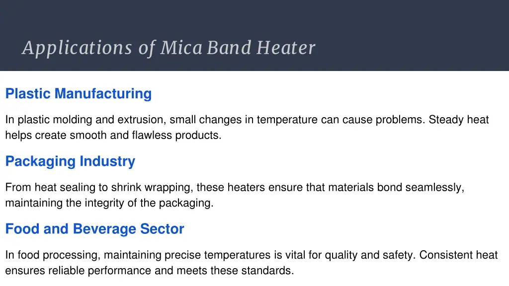 applications of mica band heater