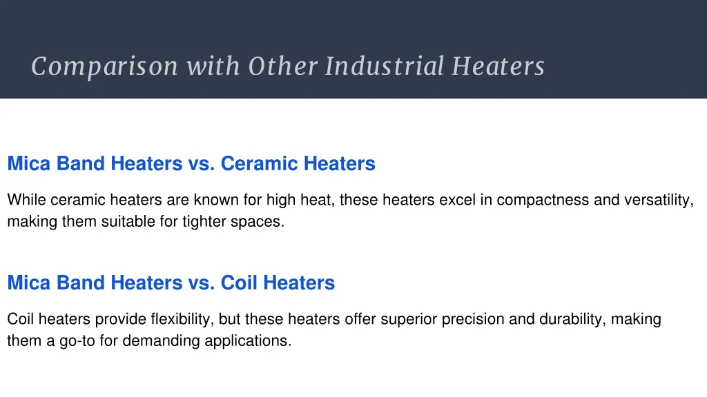 comparison with other industrial heaters