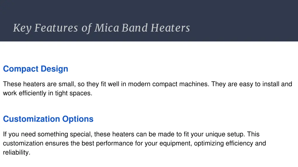 key features of mica band heaters