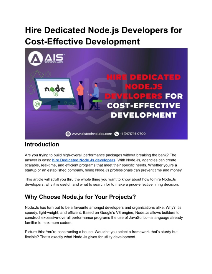 hire dedicated node js developers for cost