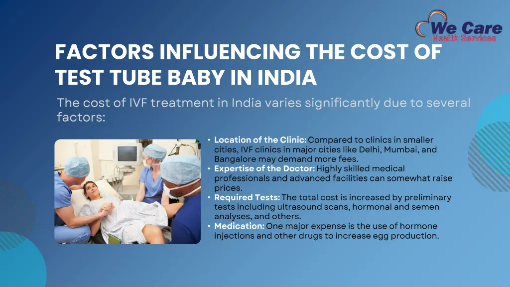 factors influencing the cost of test tube baby