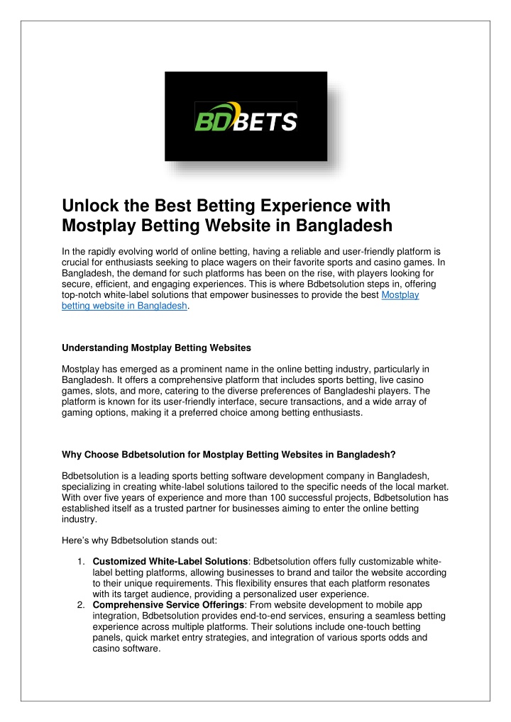 unlock the best betting experience with mostplay
