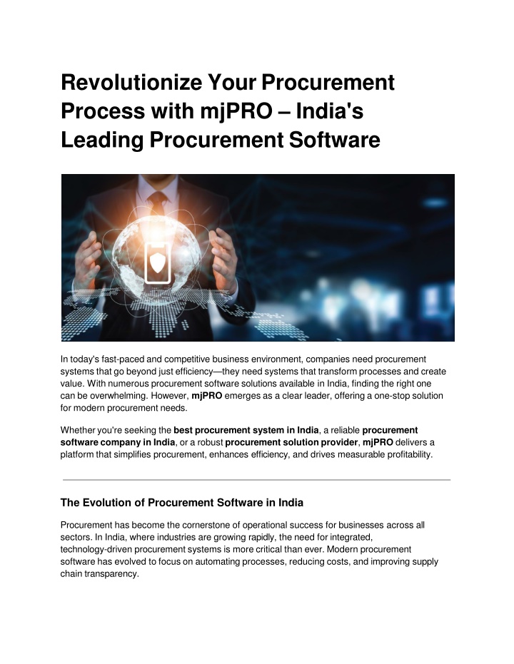 revolutionize your procurement process with mjpro