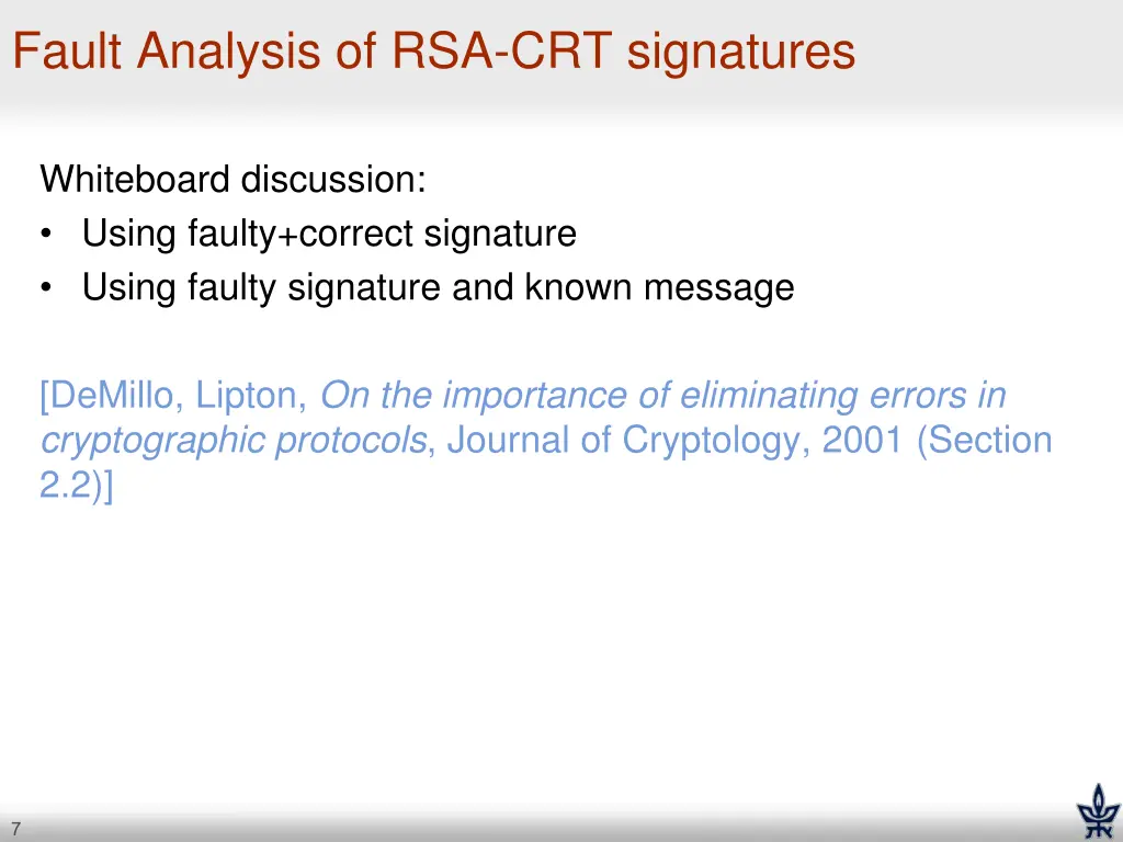 fault analysis of rsa crt signatures