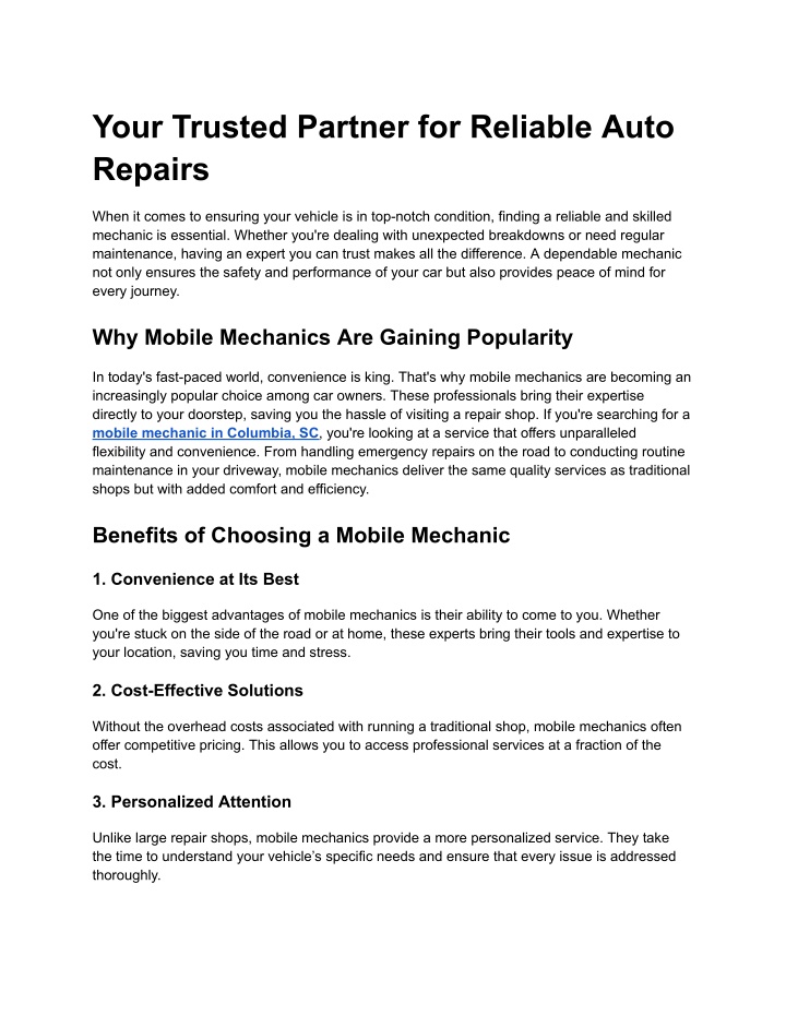 your trusted partner for reliable auto repairs