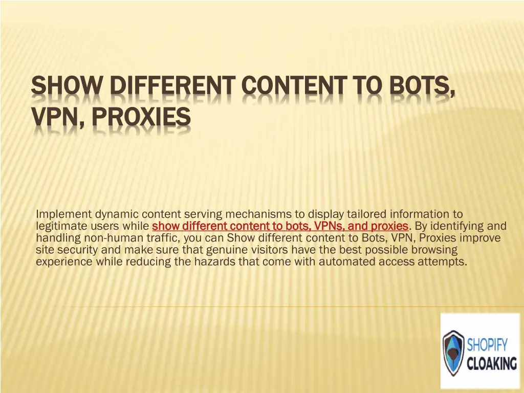 show different content to bots show different