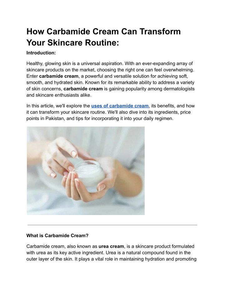 how carbamide cream can transform your skincare